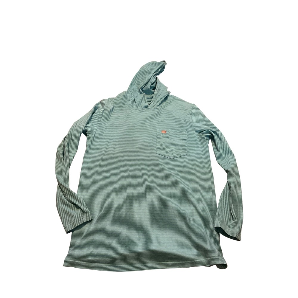 Quiet Storm‎ Womens Striped Hooded Long Sleeve Shirt Seafoam Green White Small